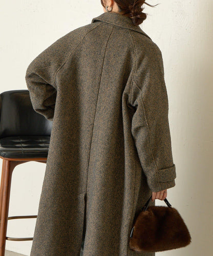 人字紋長款大衣