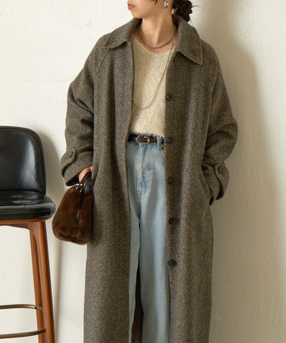 人字紋長款大衣