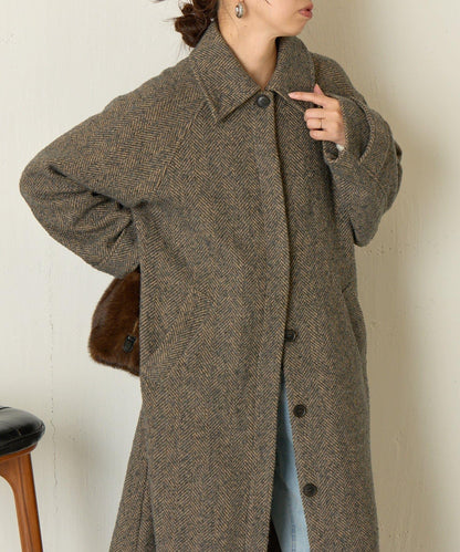 人字紋長款大衣