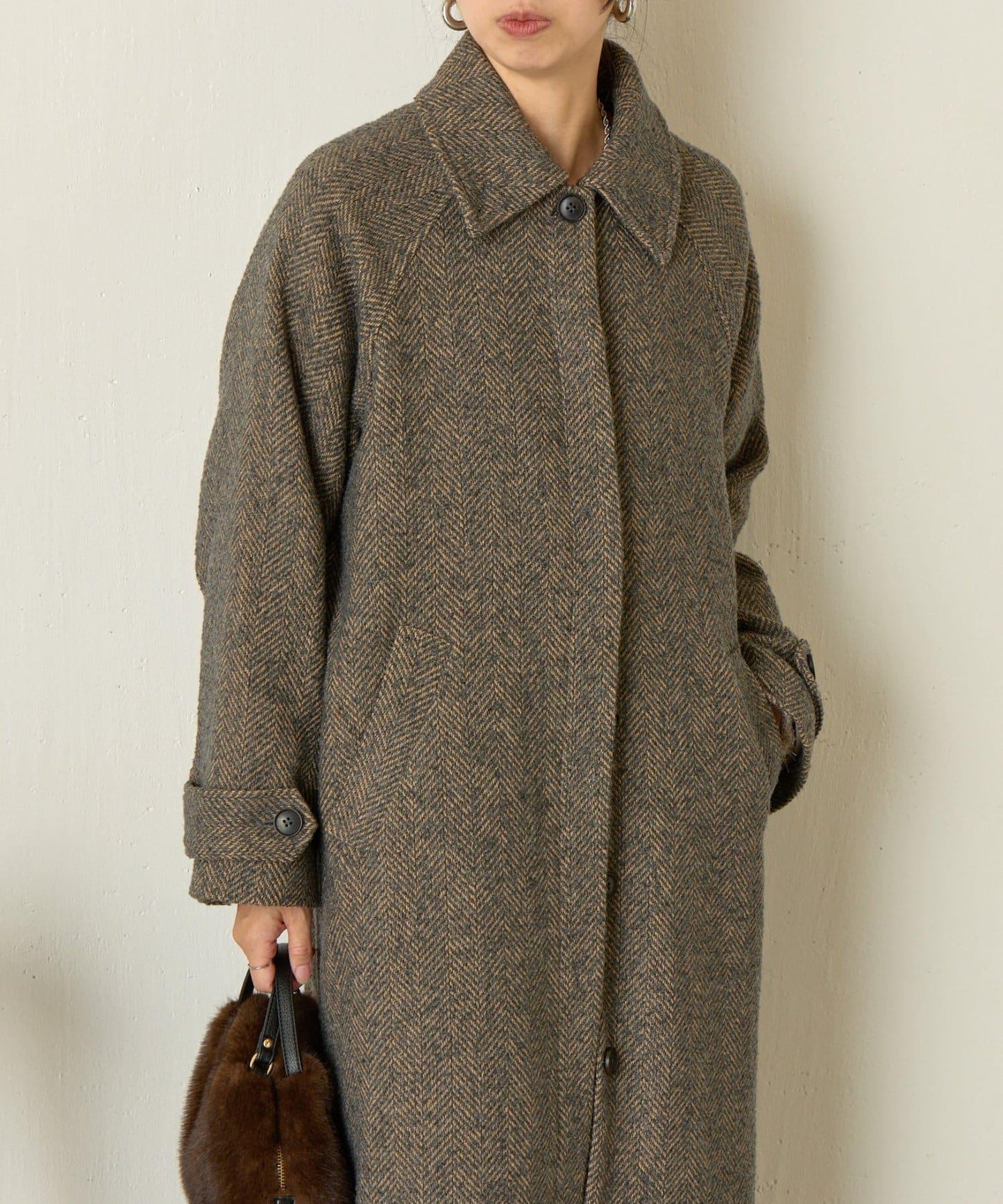 人字紋長款大衣