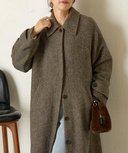 人字紋長款大衣