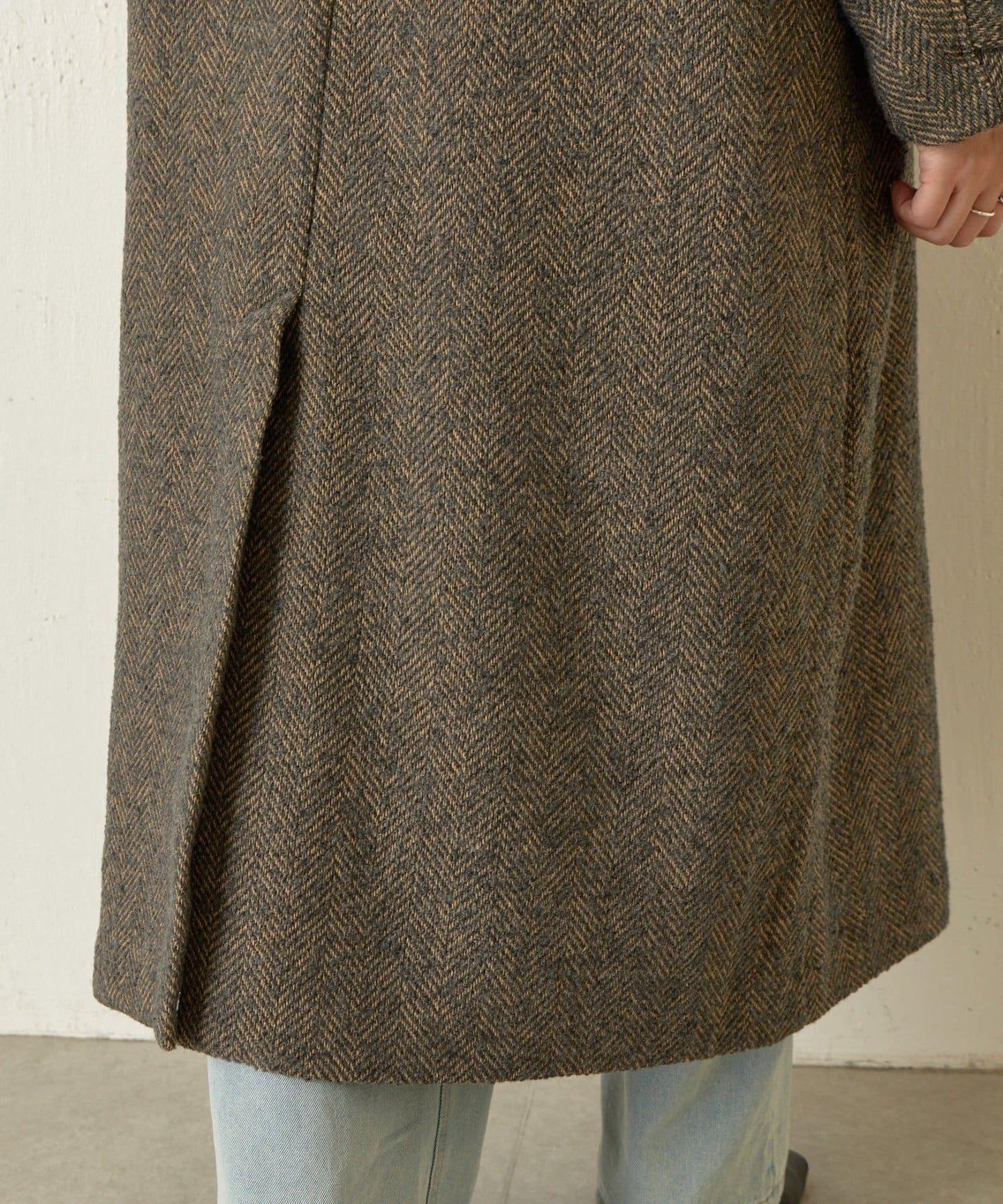 人字紋長款大衣