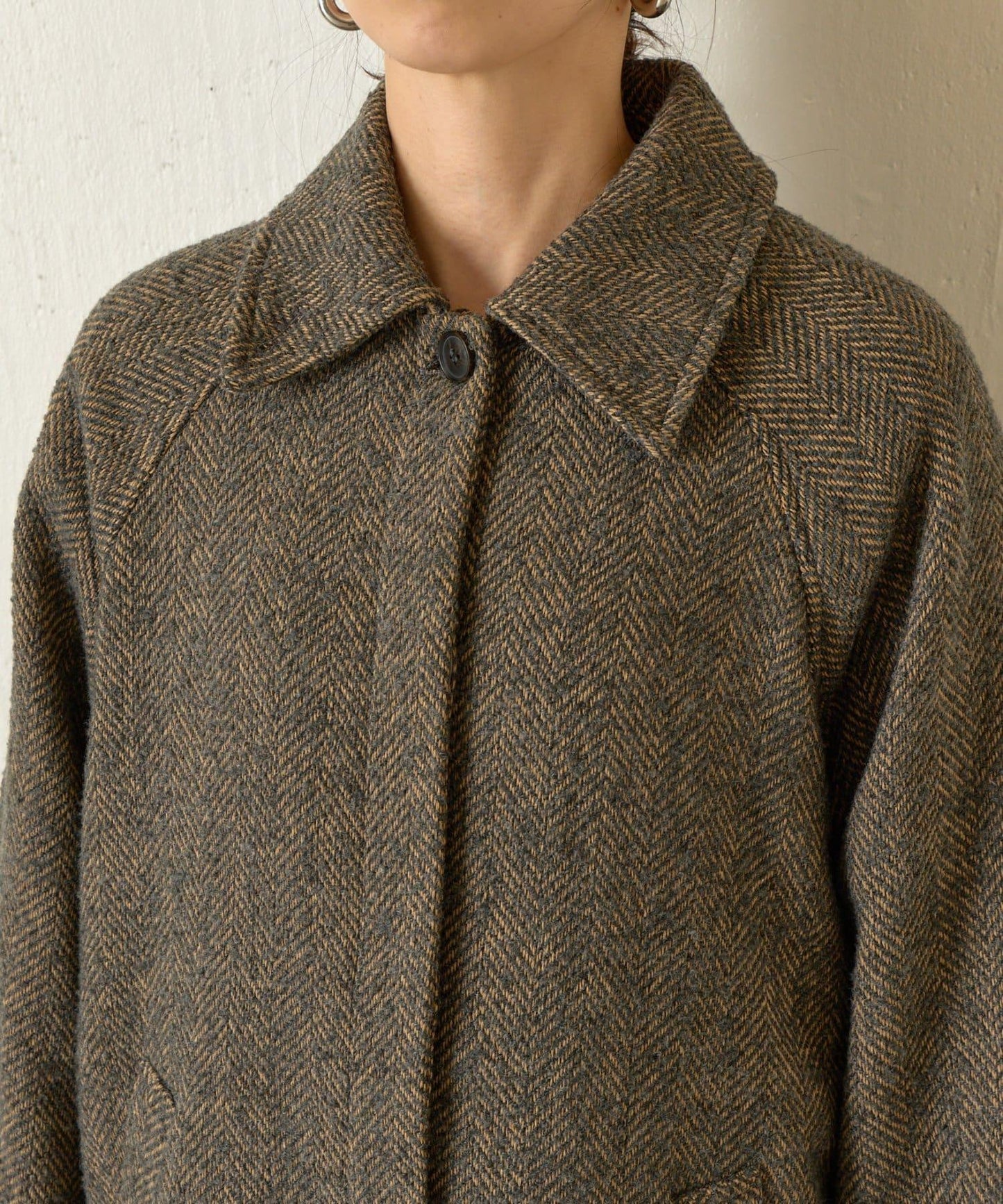 人字紋長款大衣