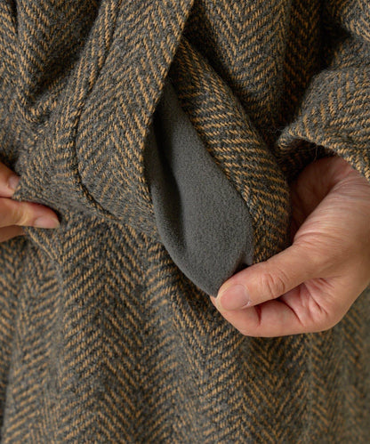 人字紋長款大衣