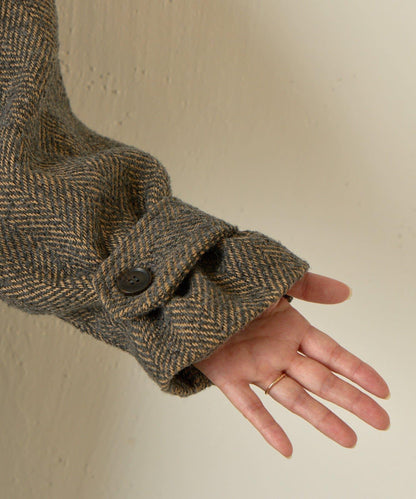 人字紋長款大衣