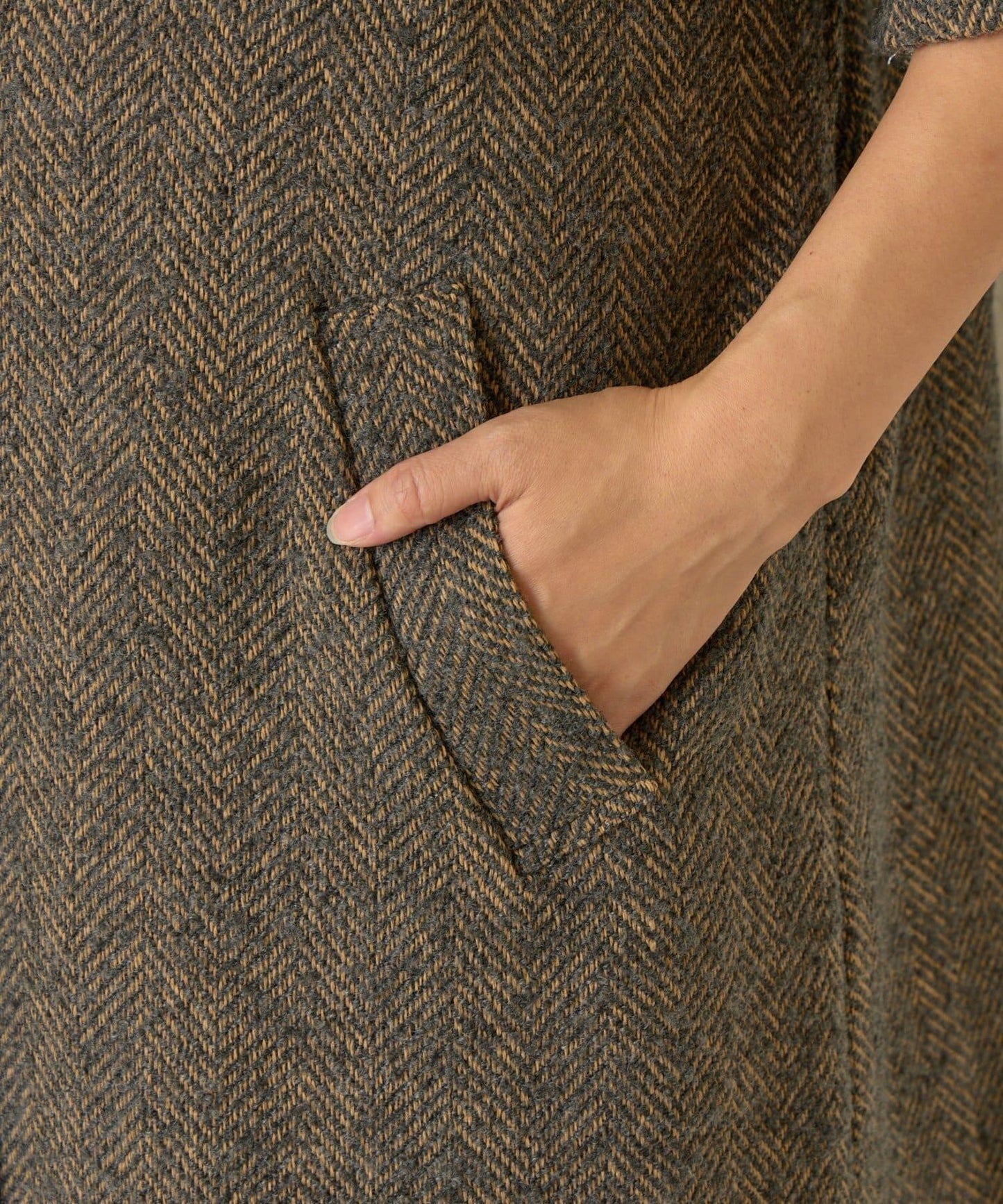 人字紋長款大衣