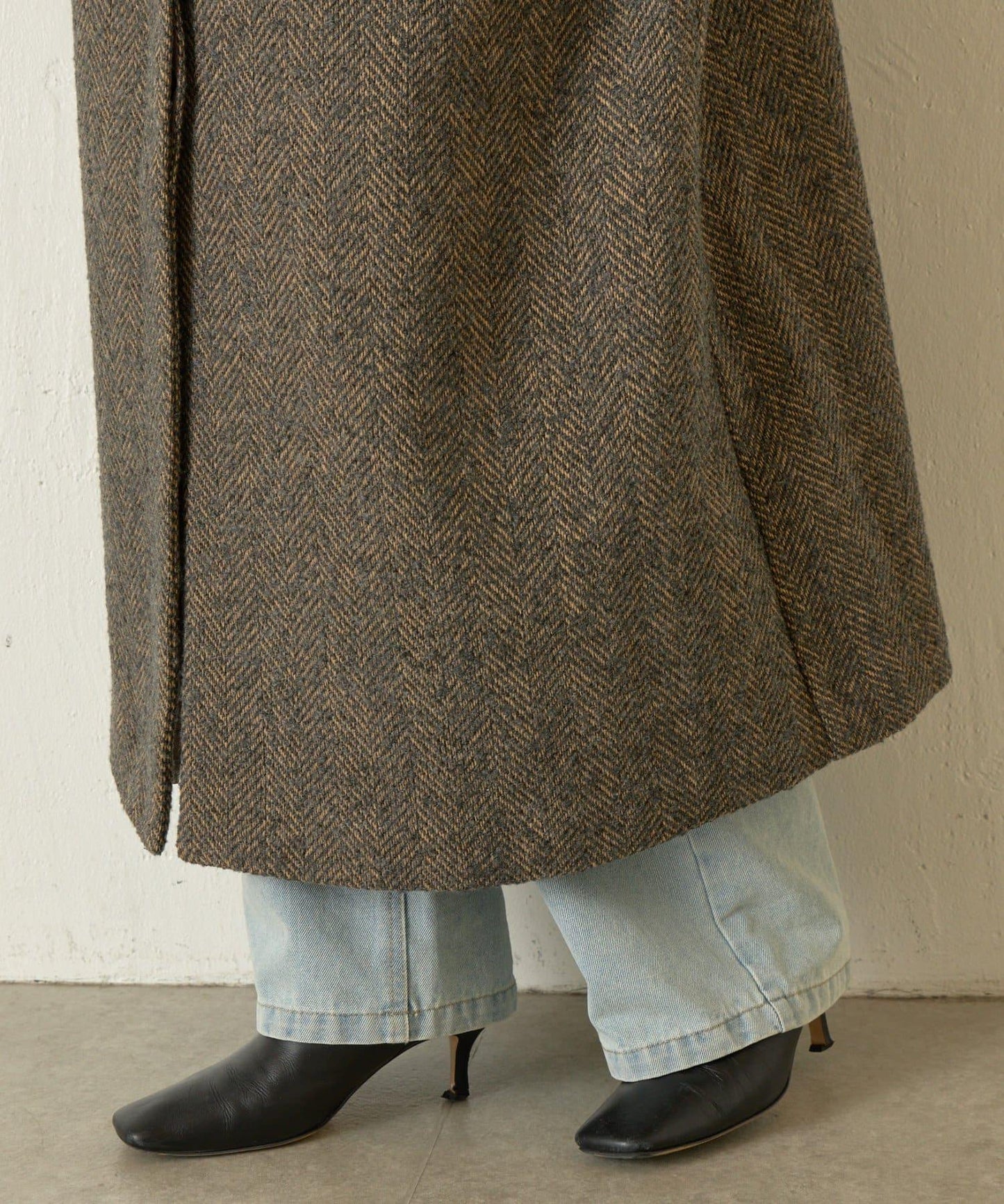 人字紋長款大衣