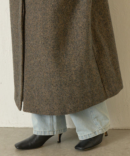 人字紋長款大衣