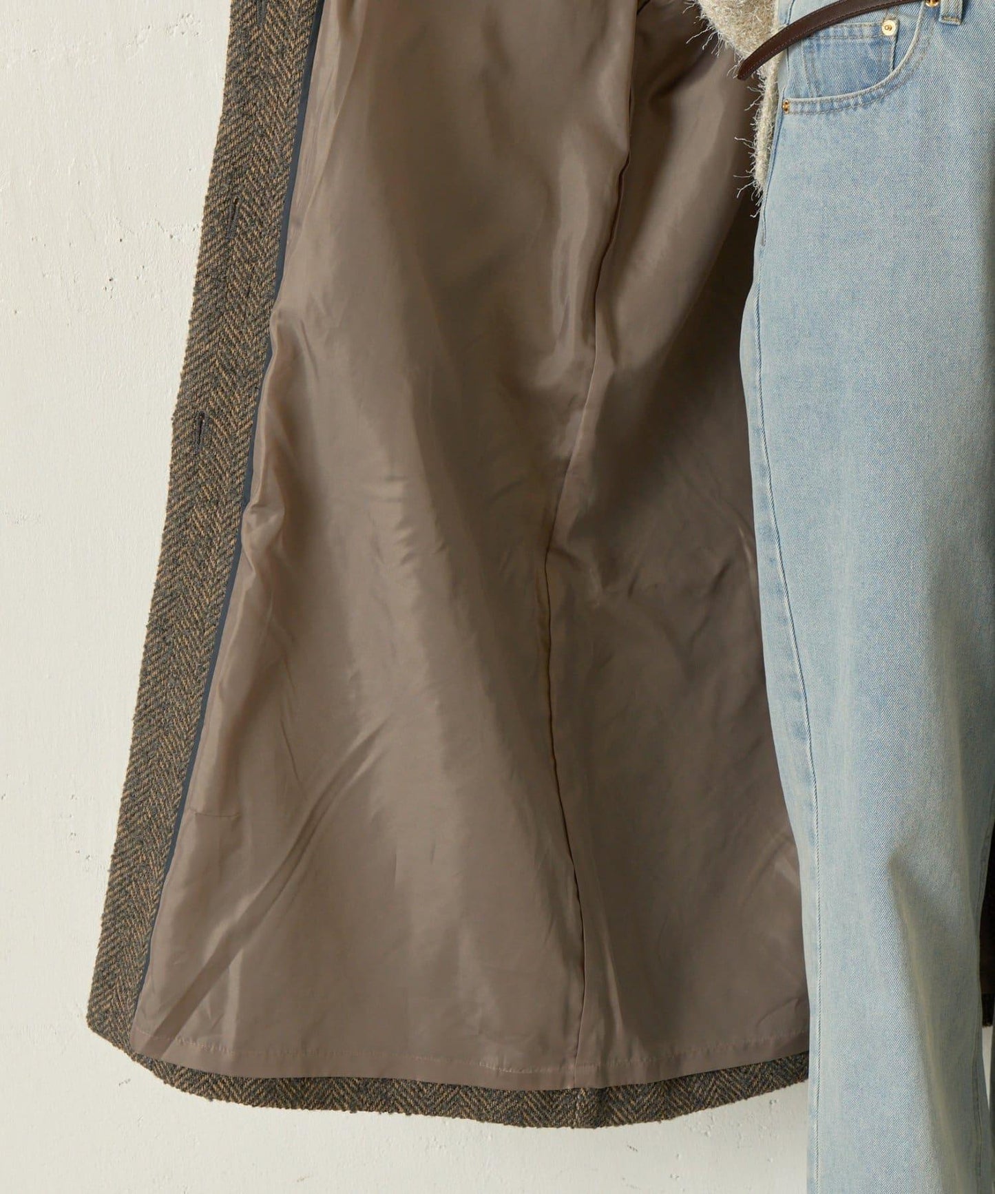 人字紋長款大衣