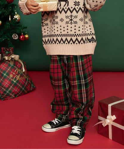 【リンク】格子長褲 10分丈