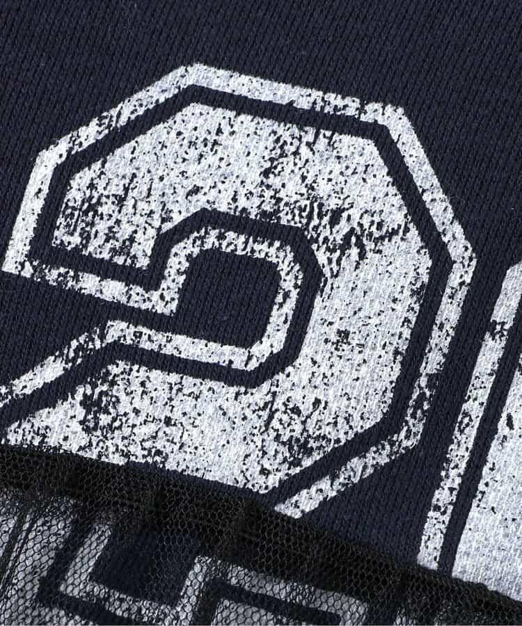 標誌數字刺繡網紗連衣裙