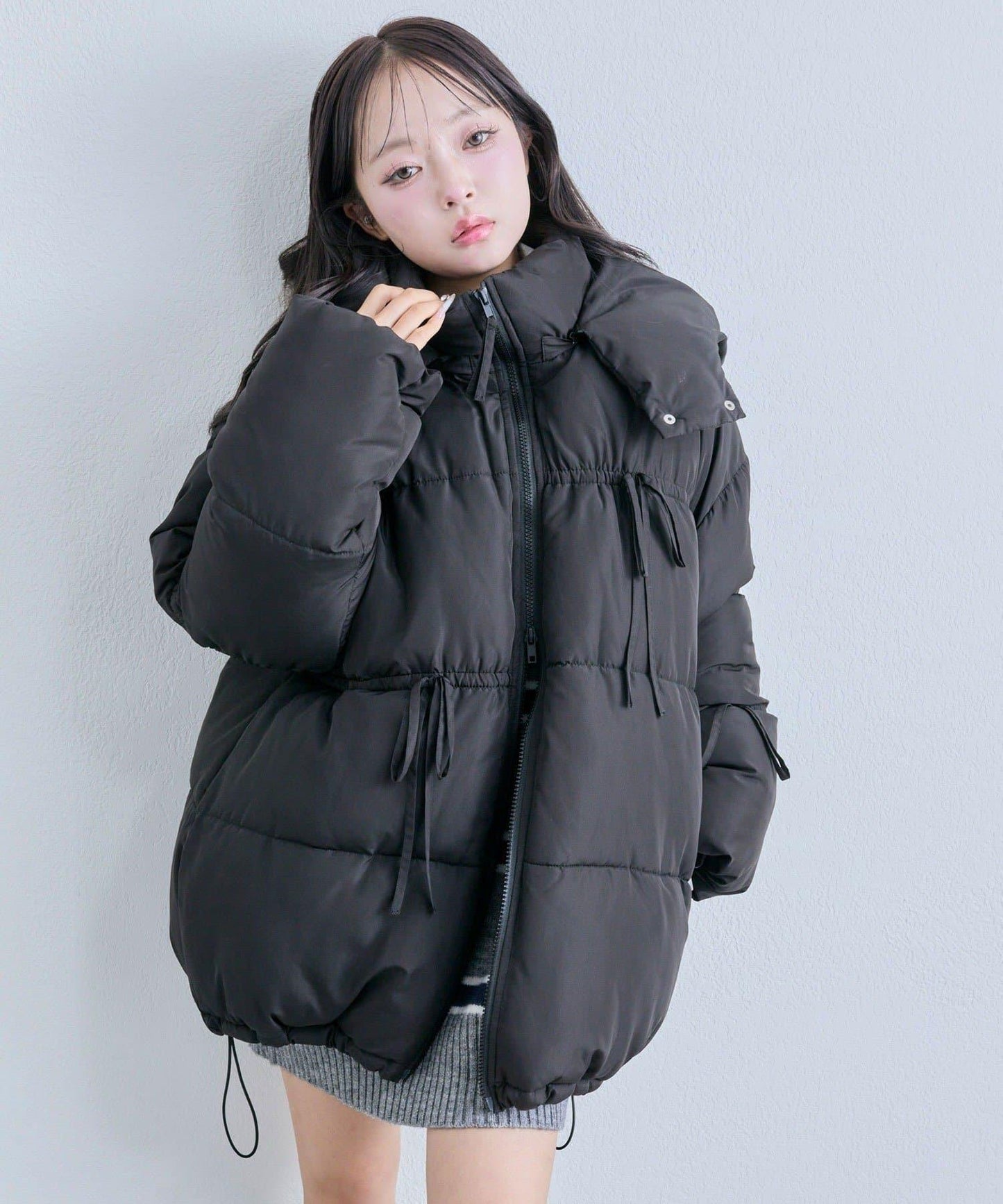 蝴蝶結環保羽絨中長款夾克