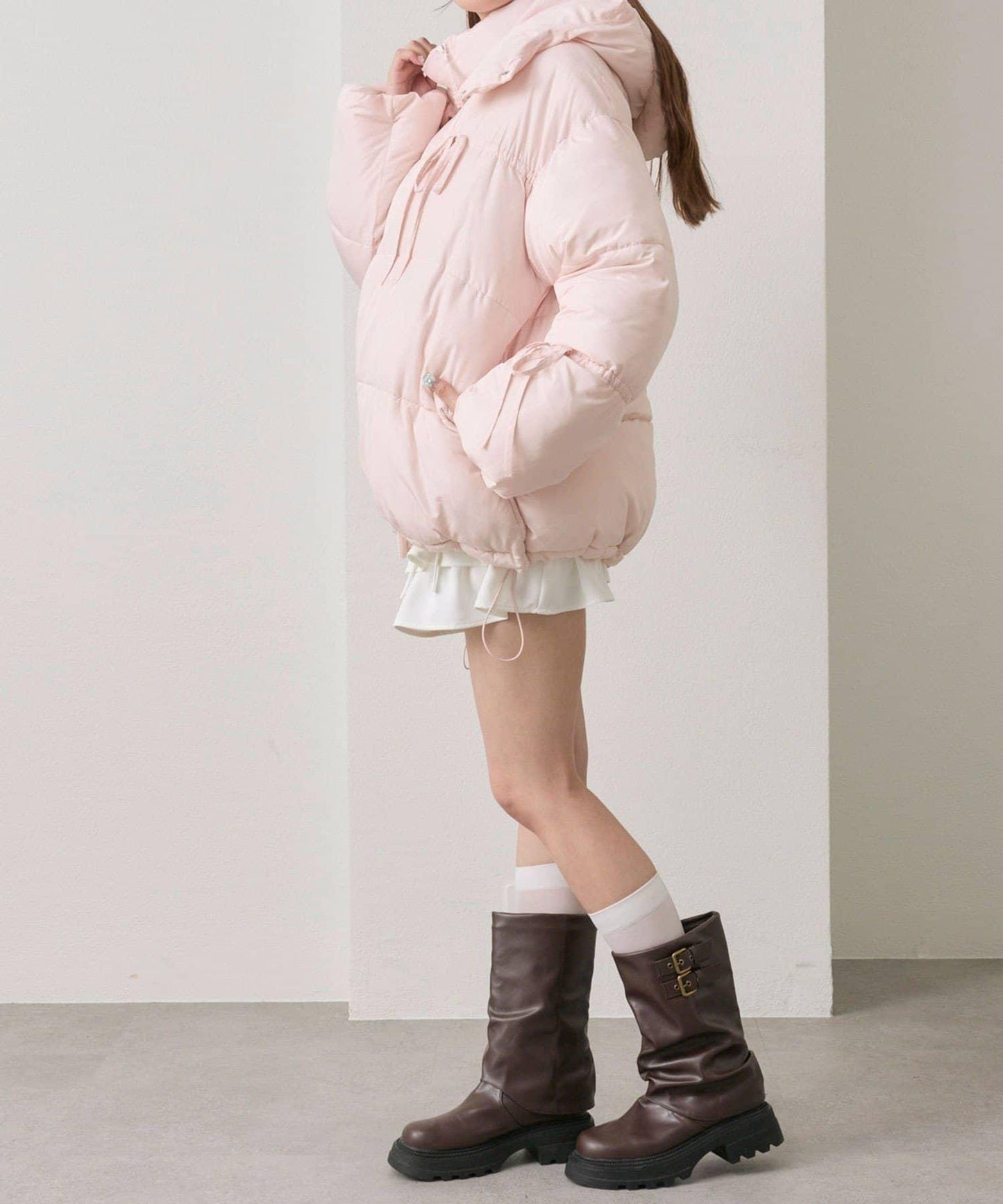 蝴蝶結環保羽絨中長款夾克