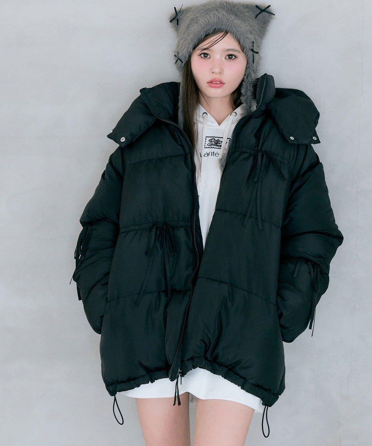 蝴蝶結環保羽絨中長款夾克