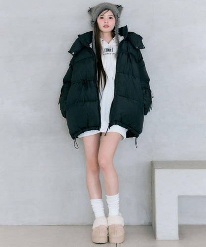 蝴蝶結環保羽絨中長款夾克