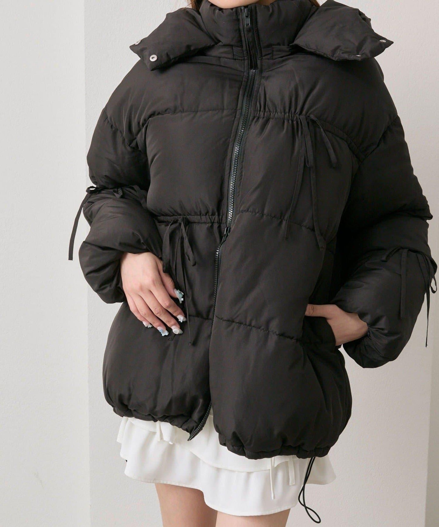 蝴蝶結環保羽絨中長款夾克