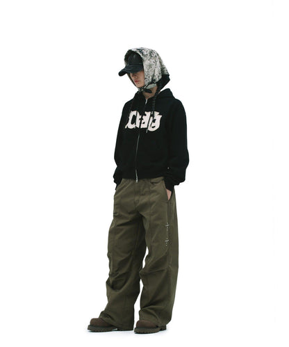 【DEFGARMENTS】剪裁標誌連帽拉鍊衛衣