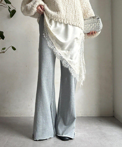 微喇叭衛衣面料長褲