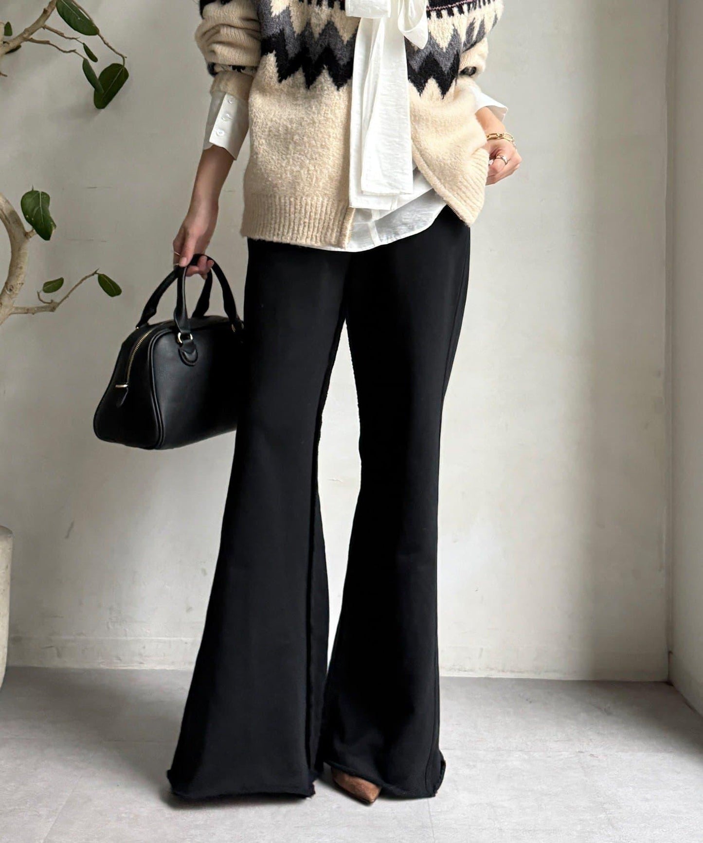 微喇叭衛衣面料長褲