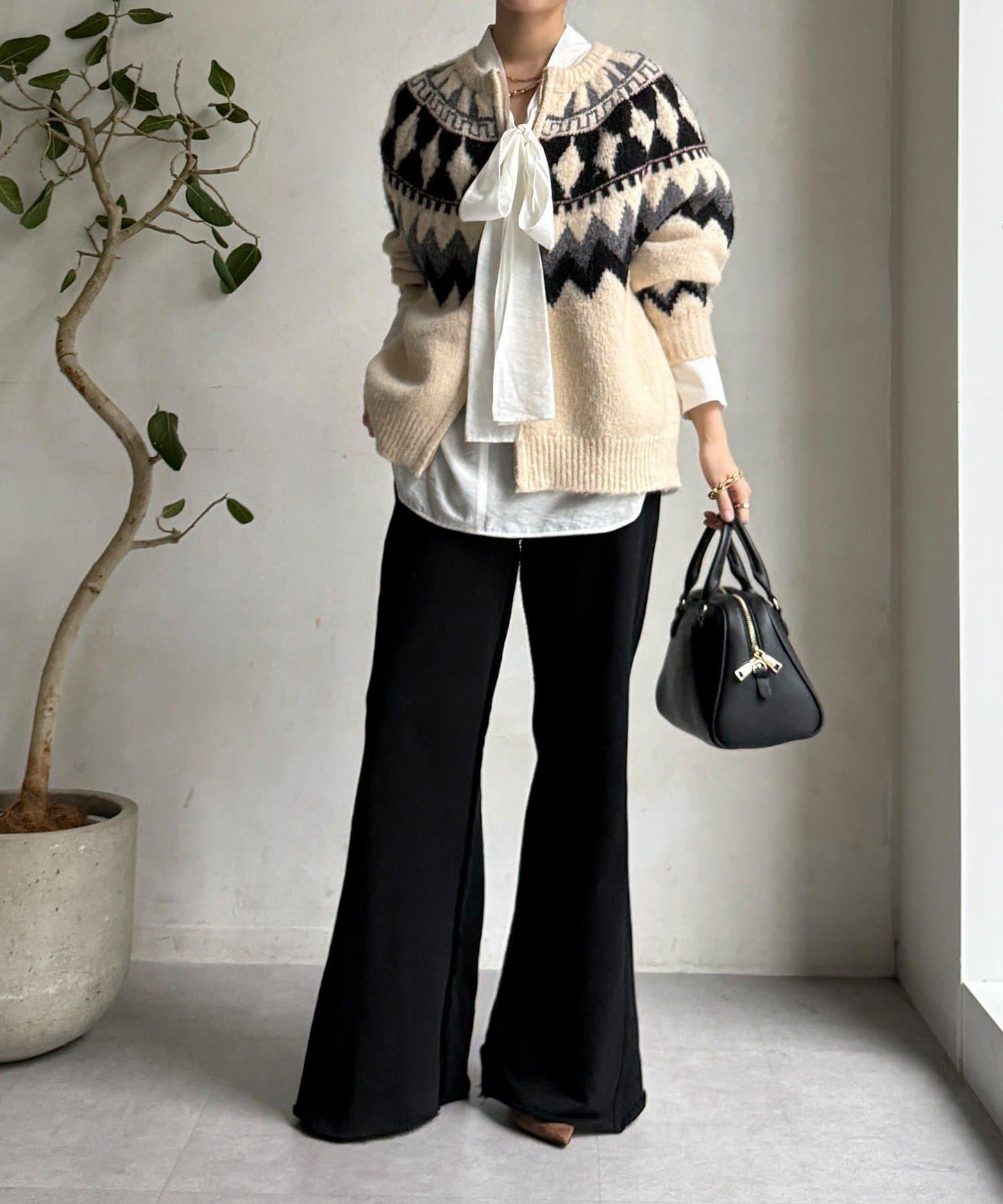 微喇叭衛衣面料長褲