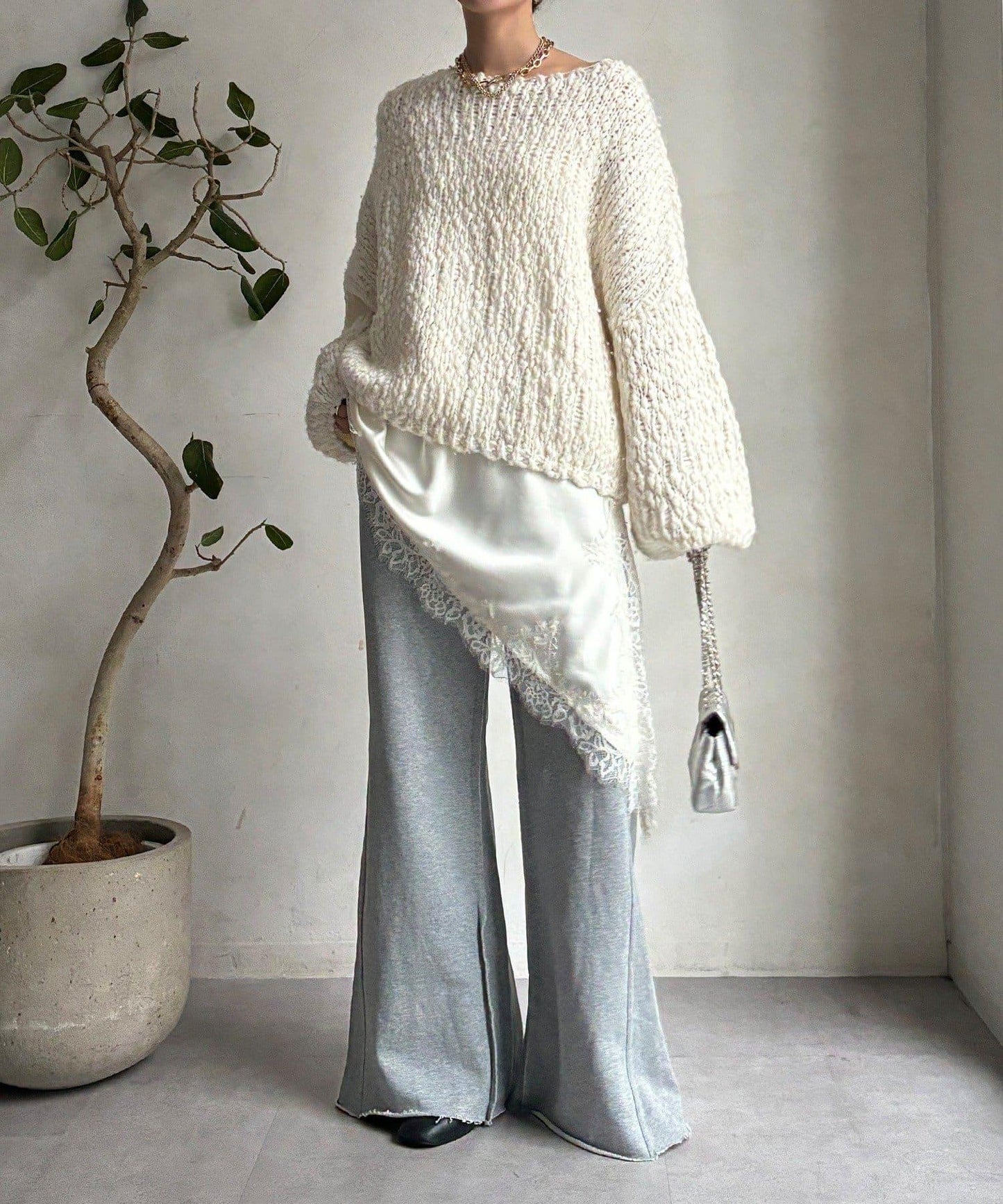 微喇叭衛衣面料長褲