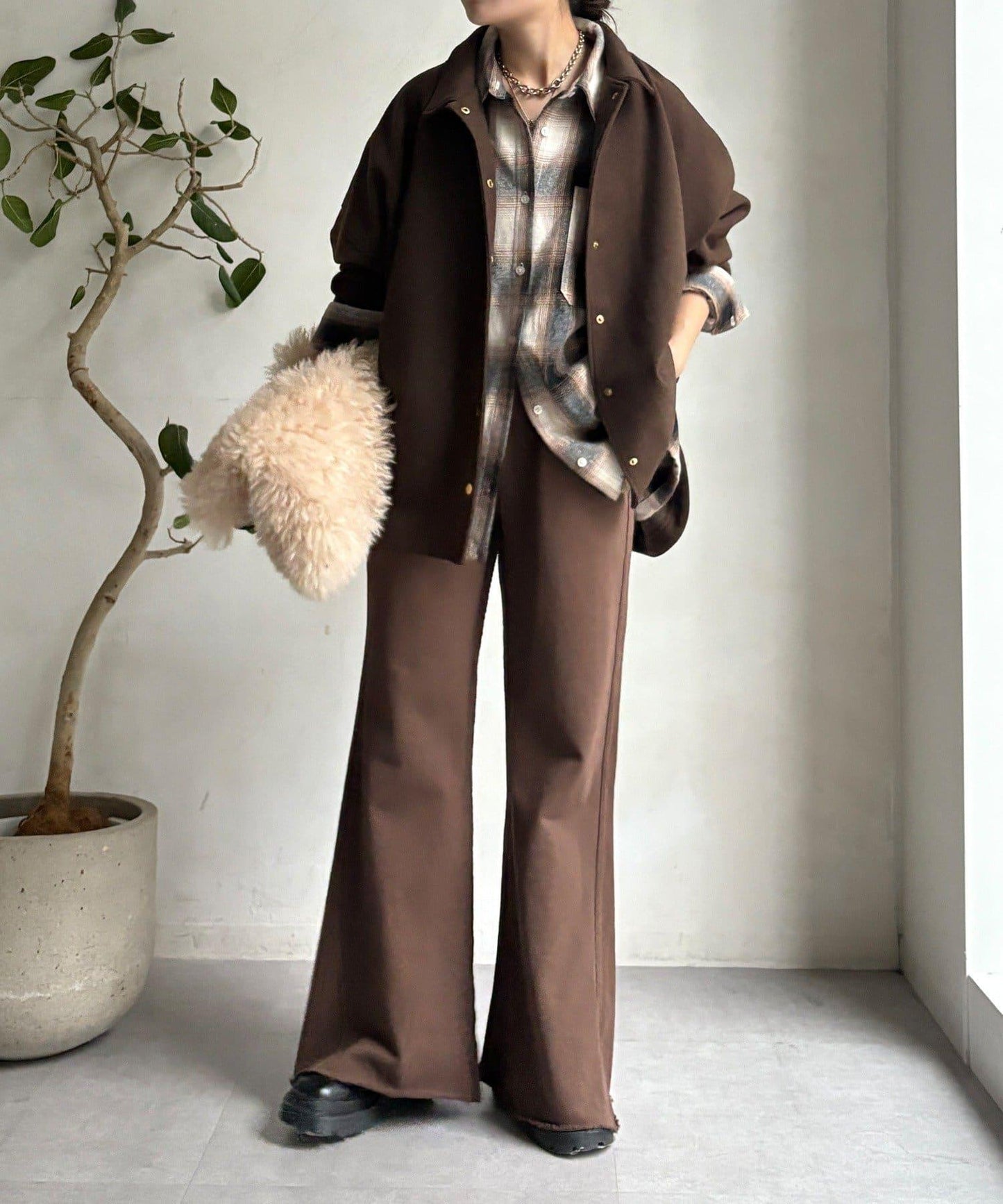 微喇叭衛衣面料長褲