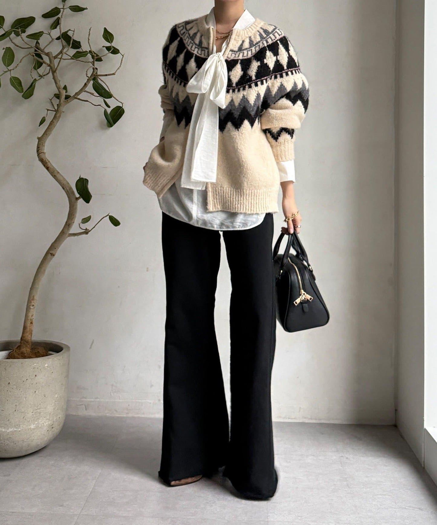 微喇叭衛衣面料長褲