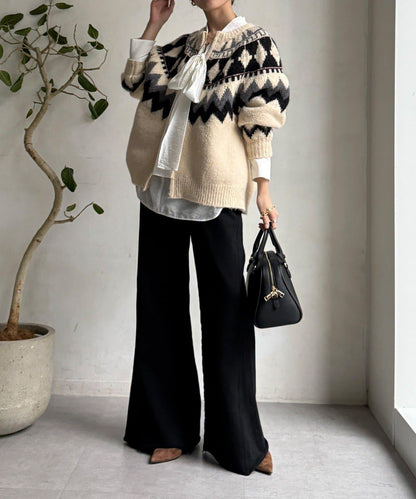 微喇叭衛衣面料長褲