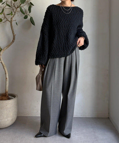 柔軟起毛彈力長褲