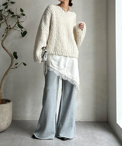 微喇叭衛衣面料長褲