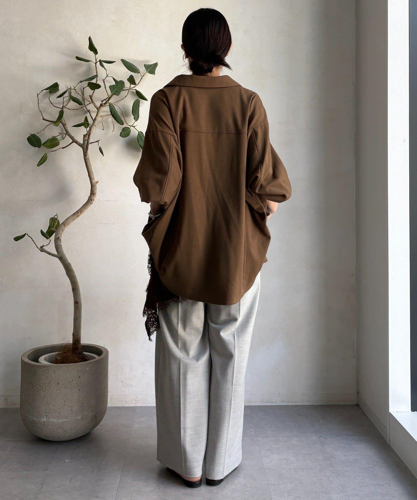 柔軟起毛彈力長褲