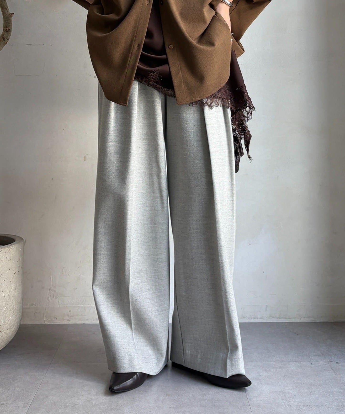 柔軟起毛彈力長褲