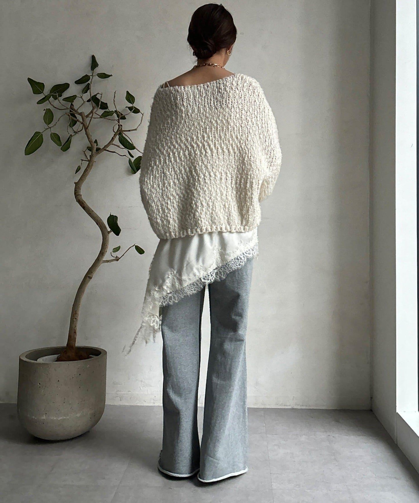 微喇叭衛衣面料長褲