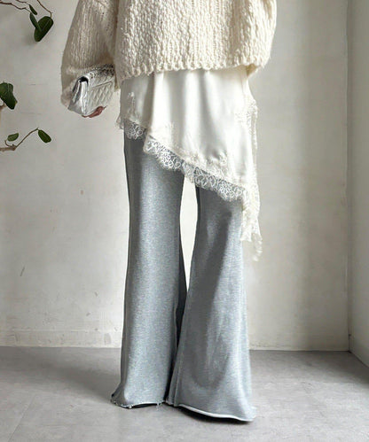 微喇叭衛衣面料長褲