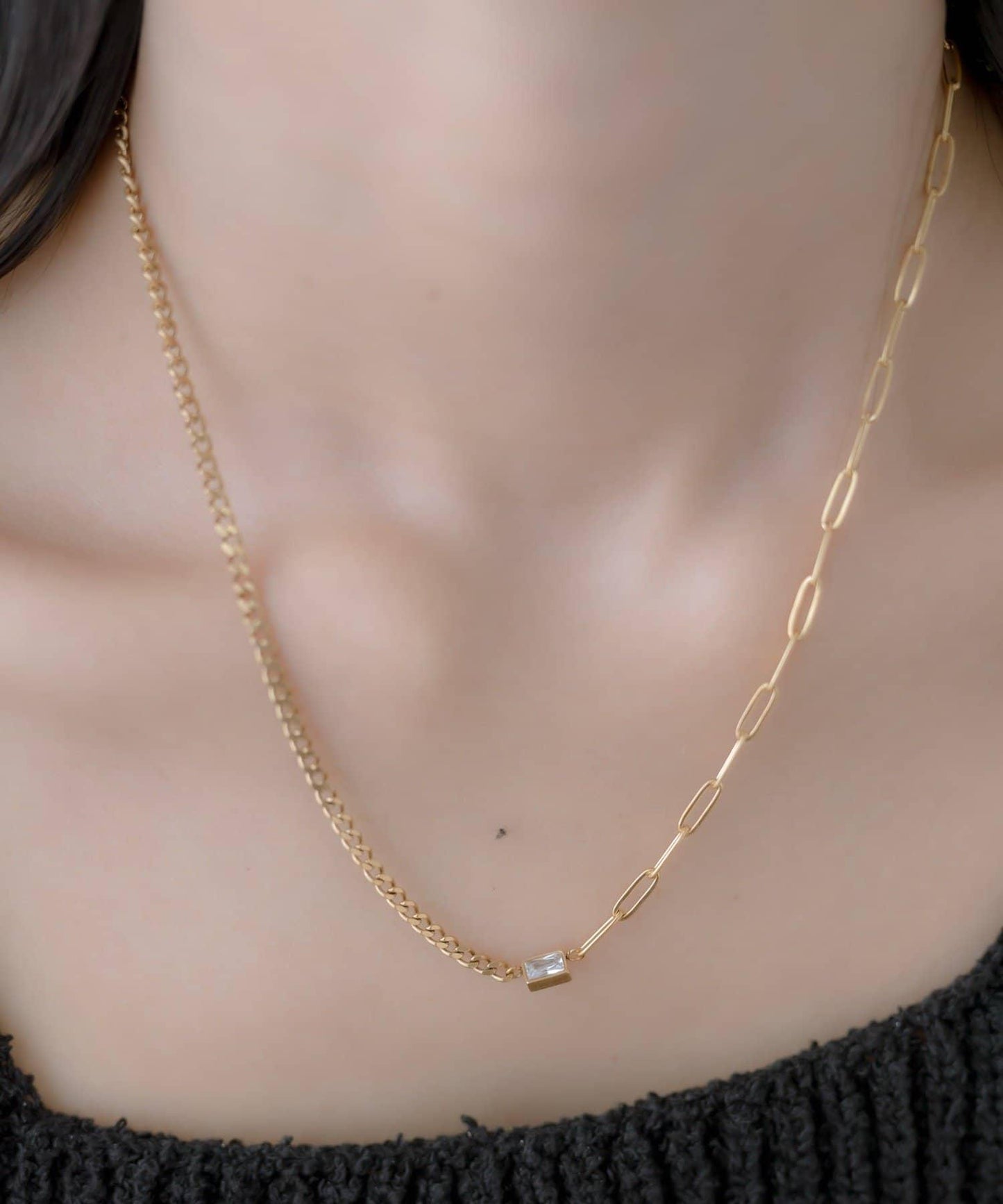 金屬過敏適用/不鏽鋼立方體項鍊