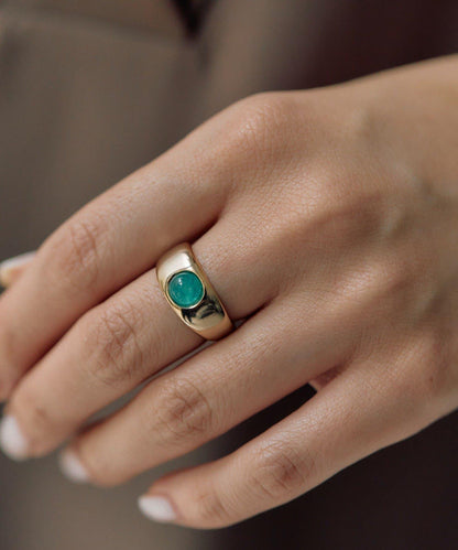 迷你彩色圓形寶石戒指