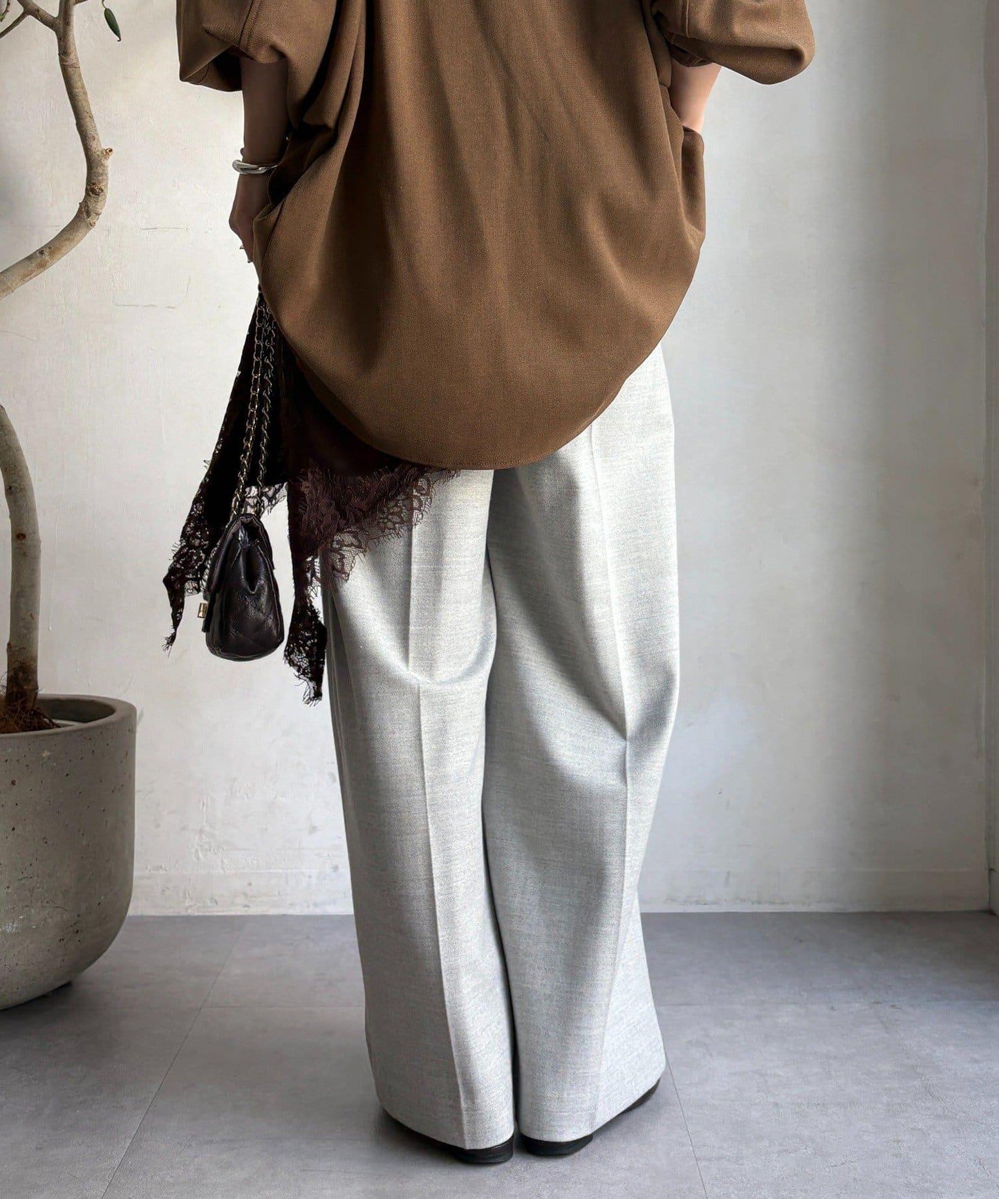 柔軟起毛彈力長褲