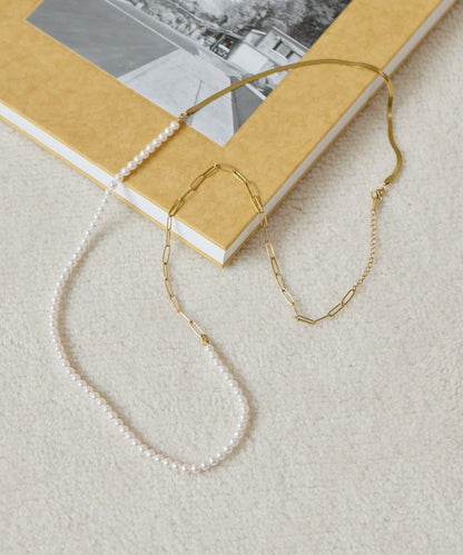 《金屬過敏適用/不鏽鋼》長款珍珠項鍊