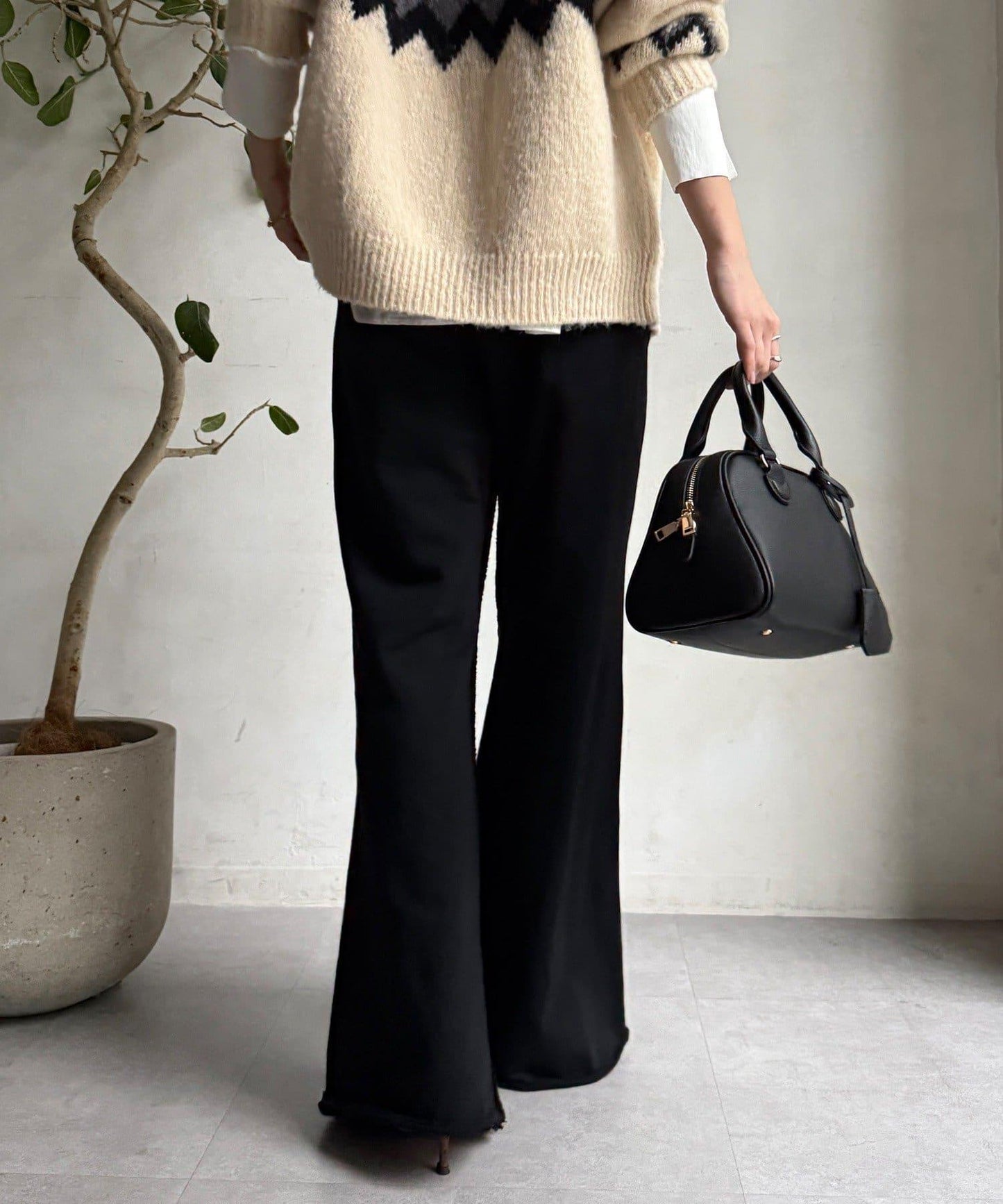 微喇叭衛衣面料長褲