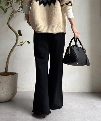 微喇叭衛衣面料長褲