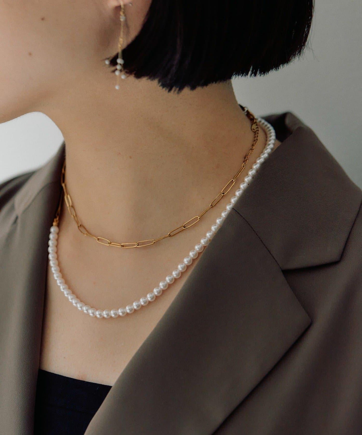 《金屬過敏適用/不鏽鋼》長款珍珠項鍊