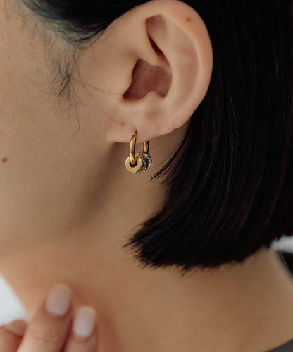 金屬過敏適用/不鏽鋼水晶圓環耳釘