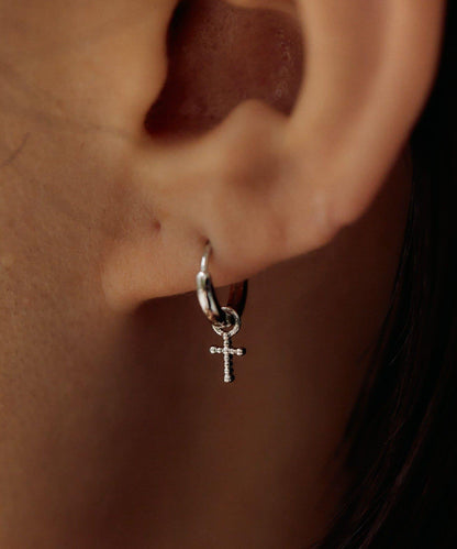 《/スターリングシルバー使用》帶擦銀布圓環耳環