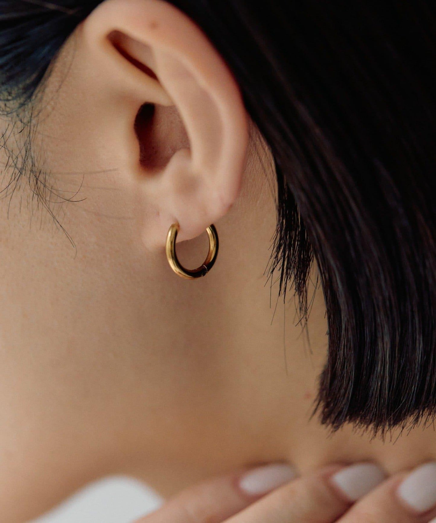 金屬過敏適用/不鏽鋼水晶圓環耳釘