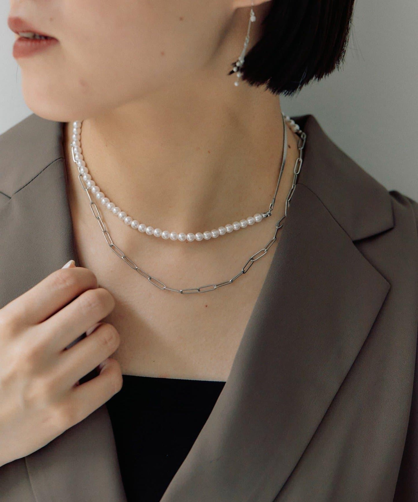 《金屬過敏適用/不鏽鋼》長款珍珠項鍊