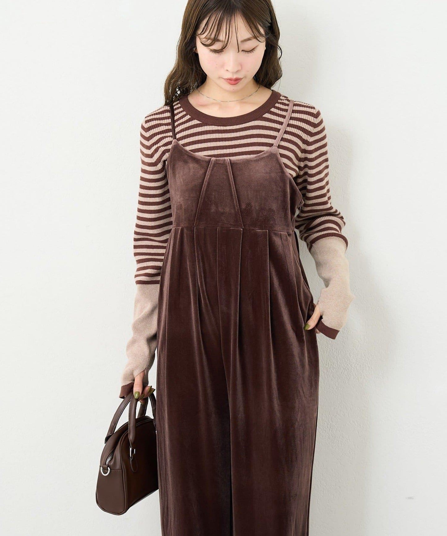 【S.M尺碼可選】B 天鵝絨揹帶褲