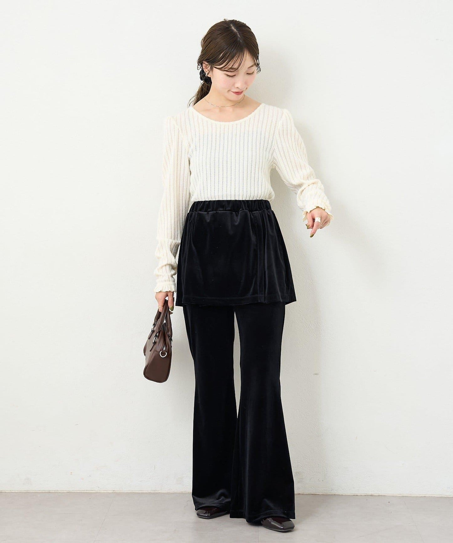 【2尺碼可選/適合身材嬌小】B天鵝絨半身裙褲