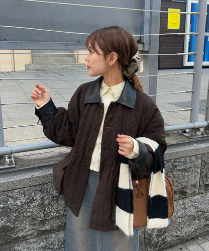 B 格紋絎縫夾克