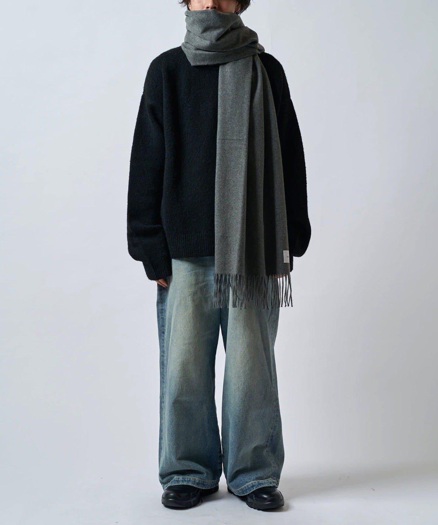 羊絨觸感彩色長款圍巾