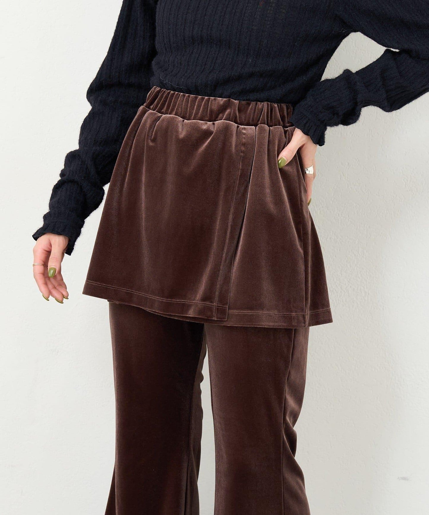 【2尺碼可選/適合身材嬌小】B天鵝絨半身裙褲